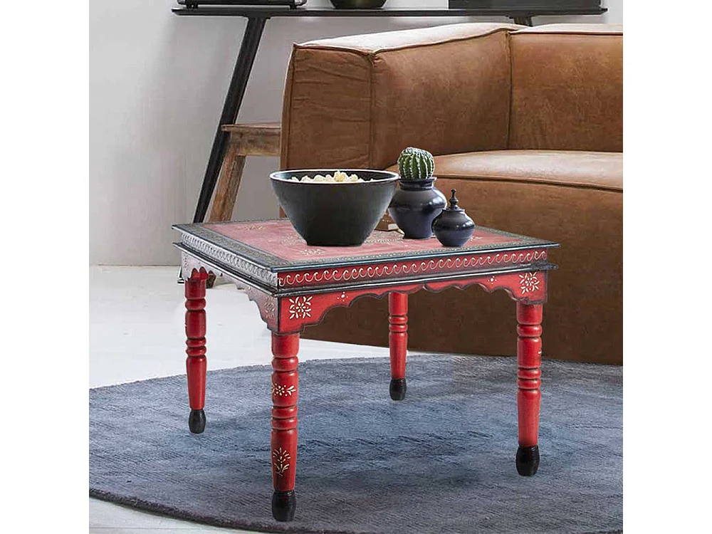 Shabby Chic Tisch in Rot und Bunt handgearbeitet