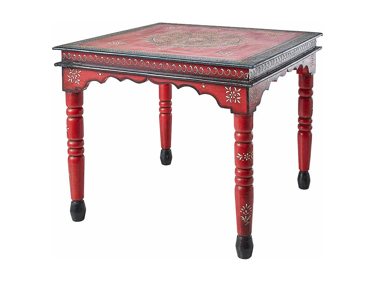 Shabby Chic Tisch in Rot und Bunt handgearbeitet