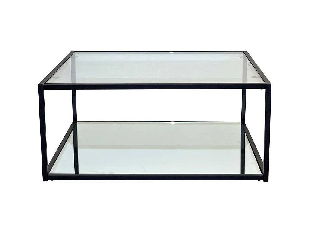 Glastisch Wohnzimmer mit Bügelgestell Metall