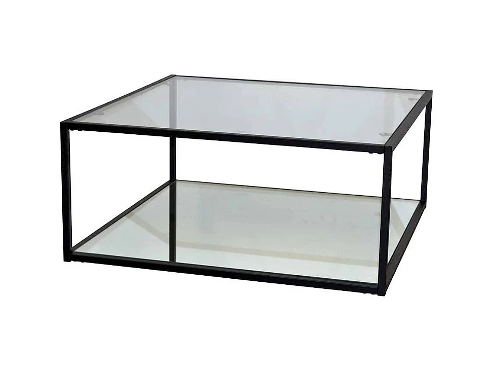 Glastisch Wohnzimmer mit Bügelgestell Metall