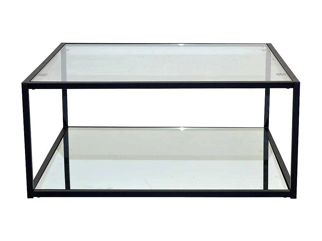 Glastisch Wohnzimmer mit Bügelgestell Metall