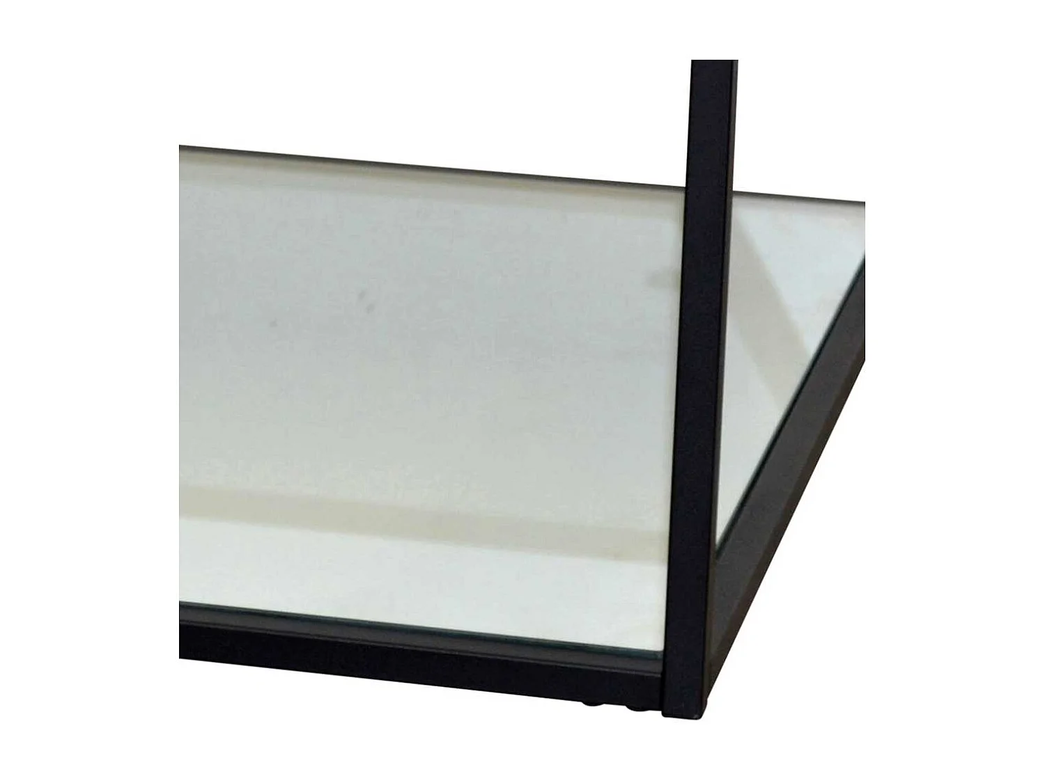 Glastisch Wohnzimmer mit Bügelgestell Metall