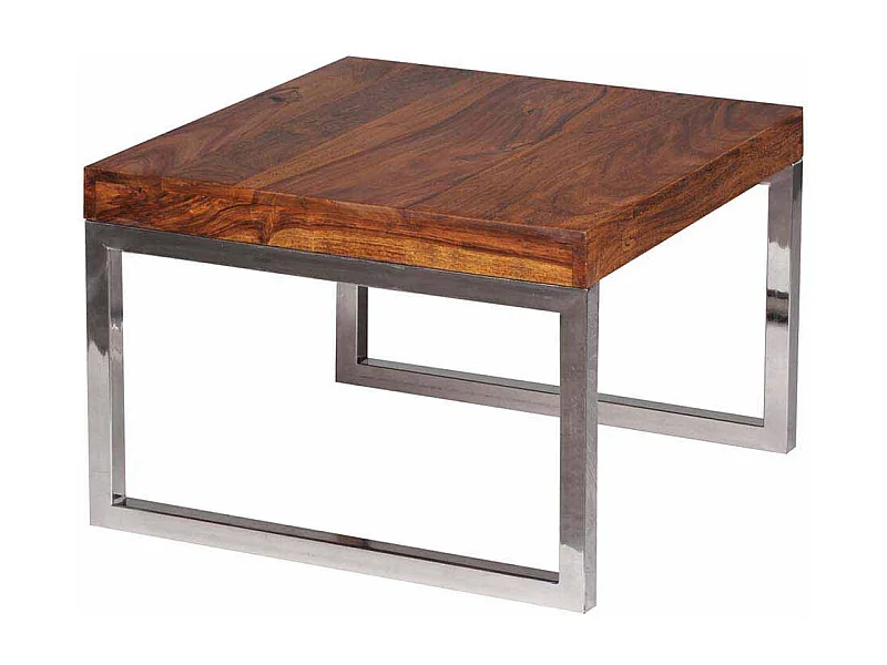 Couchtisch aus Sheesham Massivholz Metall verchromt