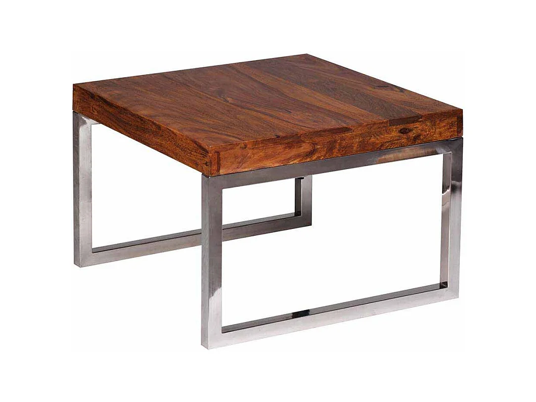 Couchtisch aus Sheesham Massivholz Metall verchromt