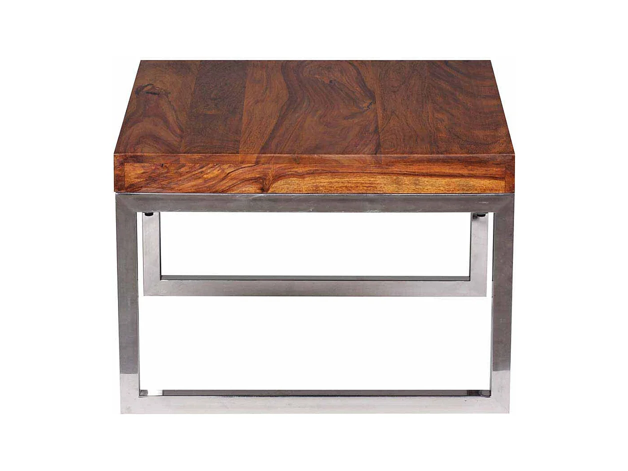 Couchtisch aus Sheesham Massivholz Metall verchromt