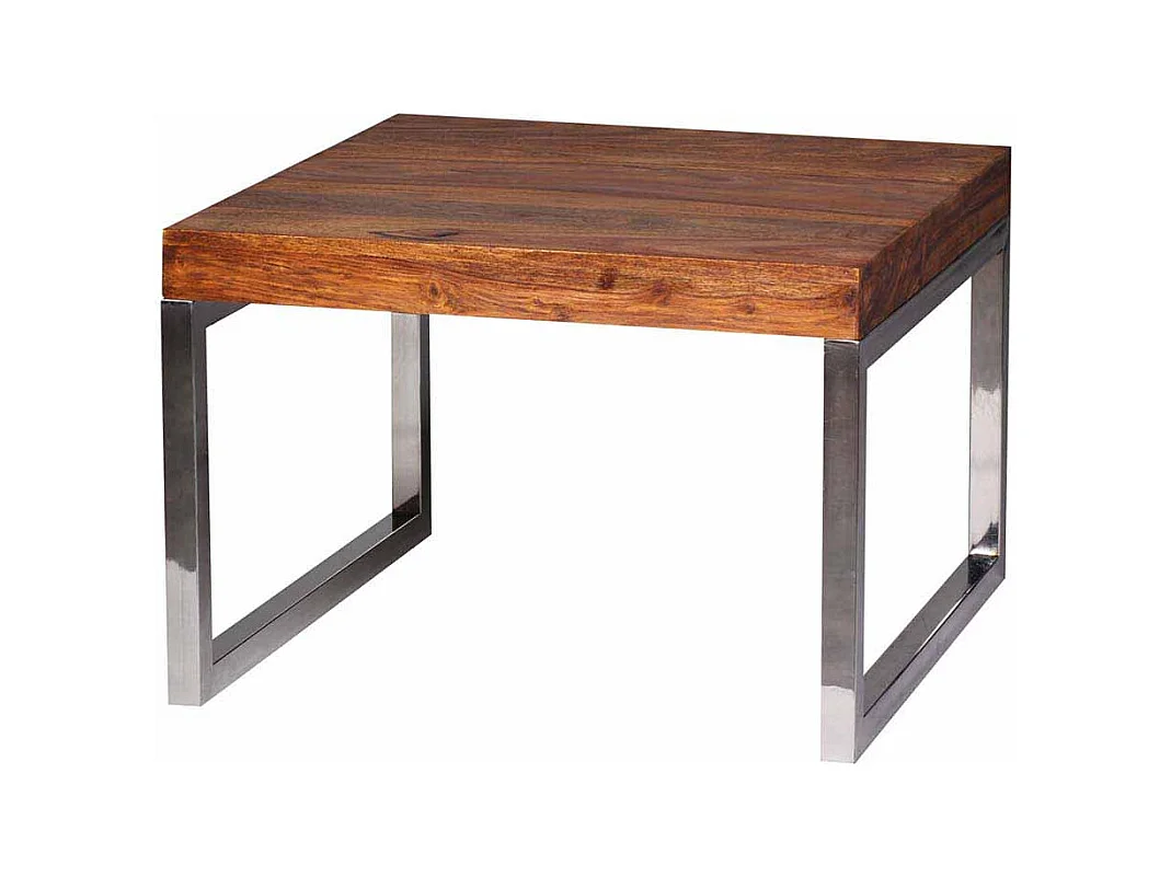 Couchtisch aus Sheesham Massivholz Metall verchromt