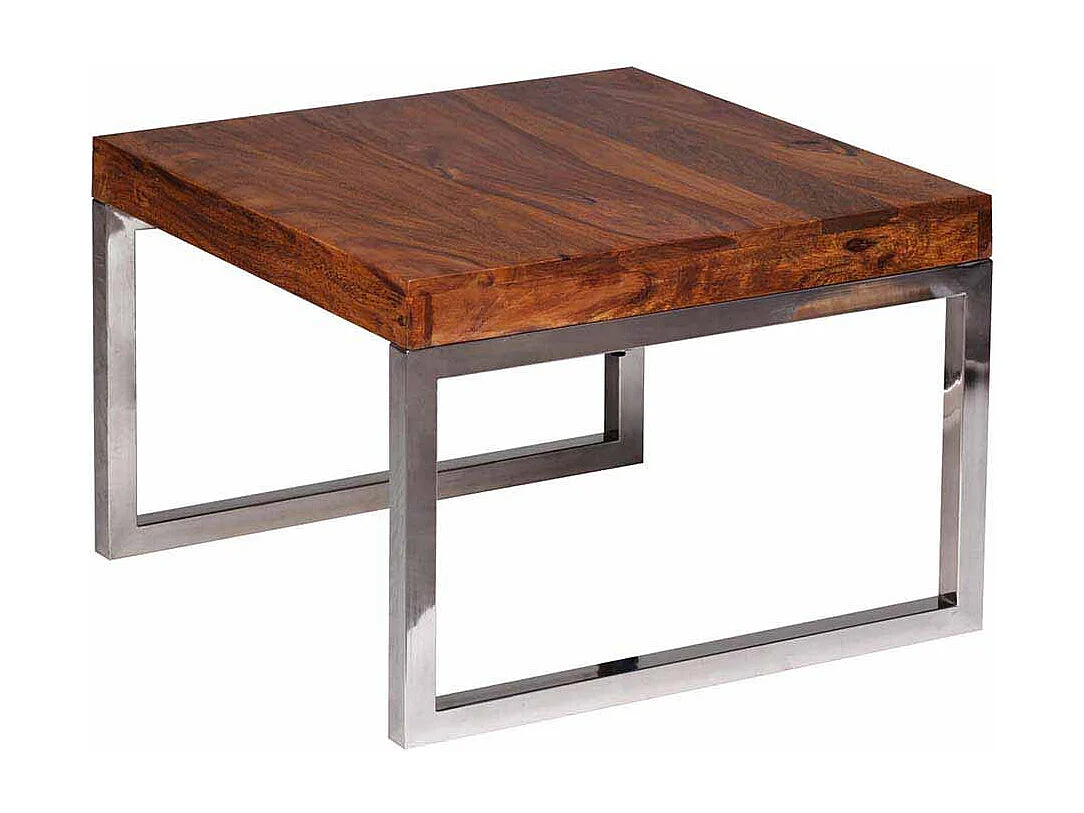 Couchtisch aus Sheesham Massivholz Metall verchromt
