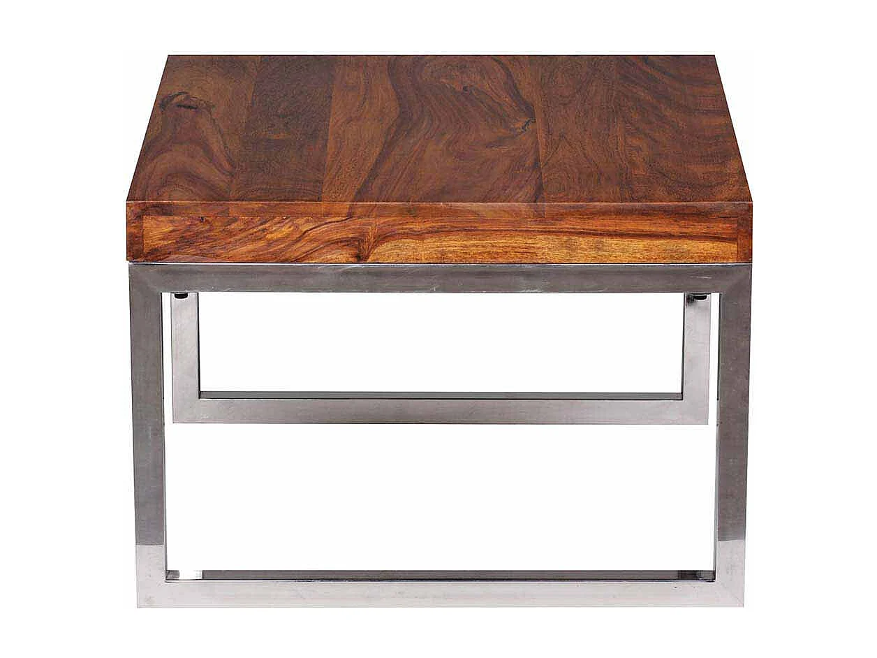 Couchtisch aus Sheesham Massivholz Metall verchromt