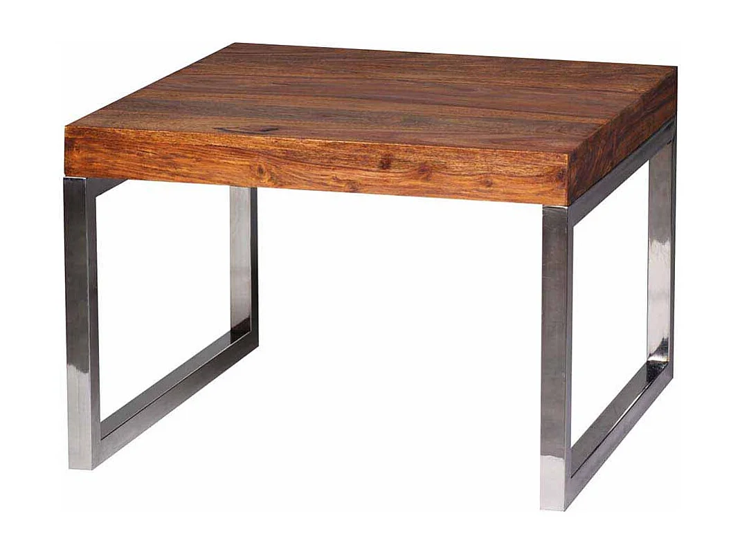 Couchtisch aus Sheesham Massivholz Metall verchromt
