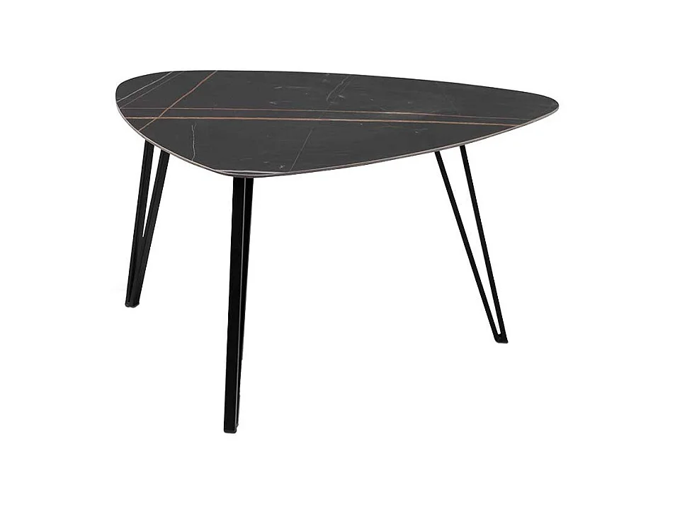 Couchtisch Sofatisch mit Steinplatte und Dreifußgestell