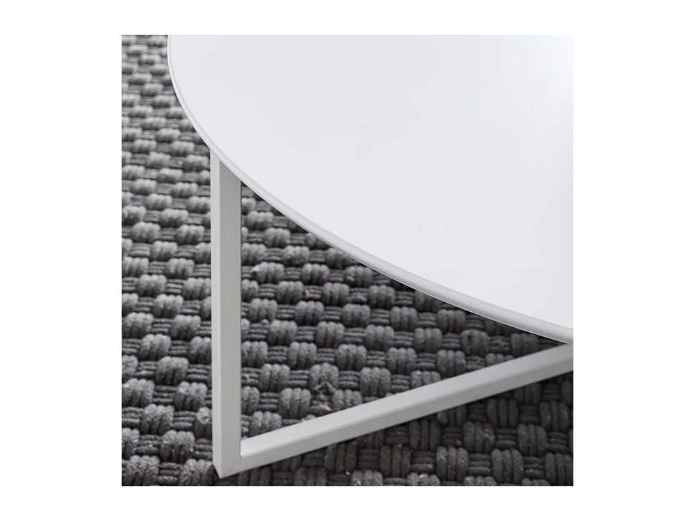 Weißer Couchtisch rund im Skandi Design 80 cm Durchmesser