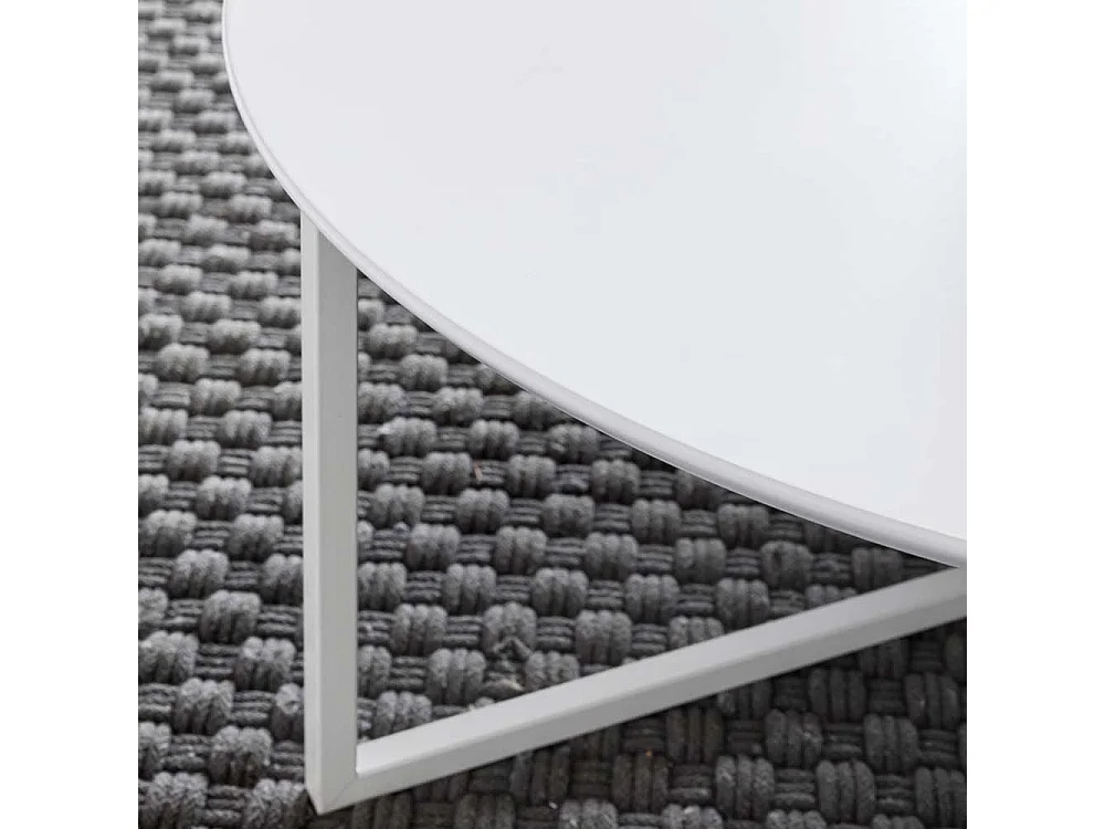 Weißer Couchtisch rund im Skandi Design 80 cm Durchmesser