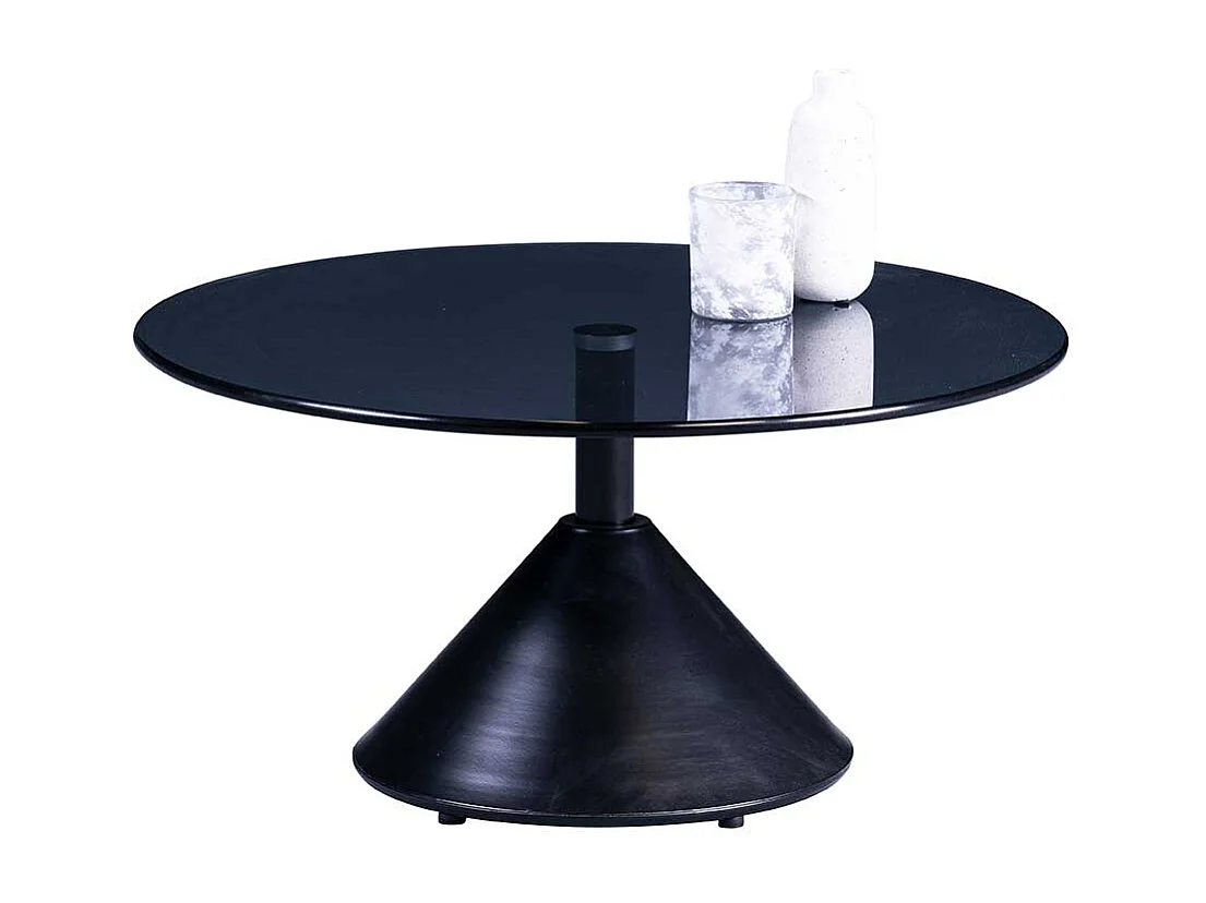 Schwarzer Salontisch aus Sicherheitsglas Metall