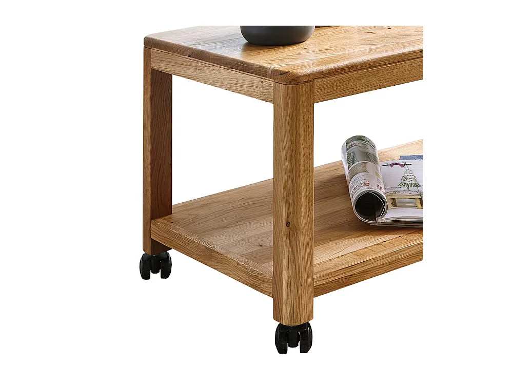 Couchtisch aus Wildeiche Massivholz rollbar