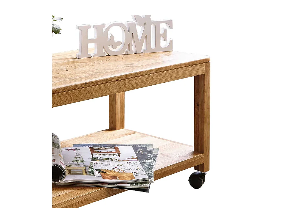 Couchtisch aus Wildeiche Massivholz rollbar