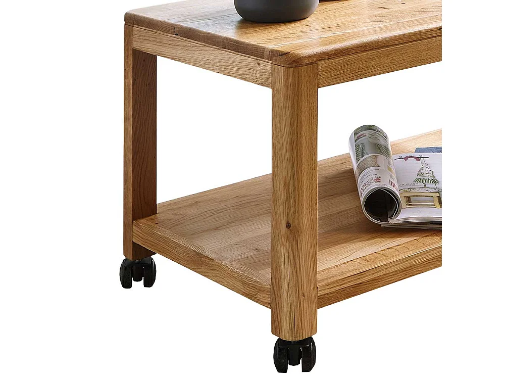 Couchtisch aus Wildeiche Massivholz rollbar