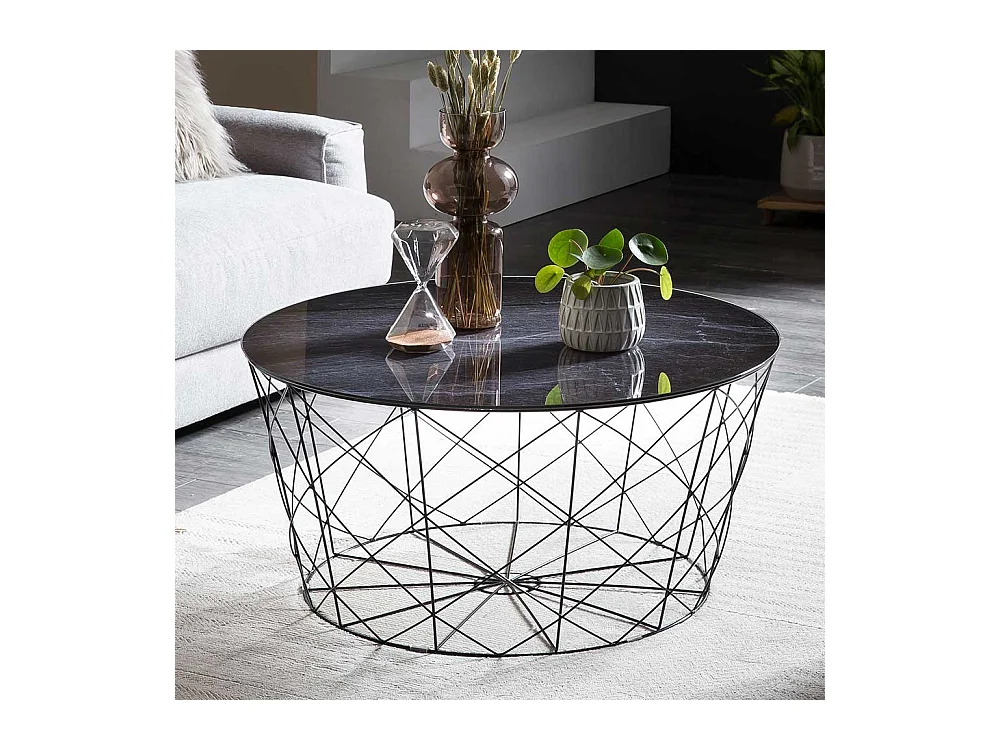 Couchtisch mit Drahtgestell Schwarz