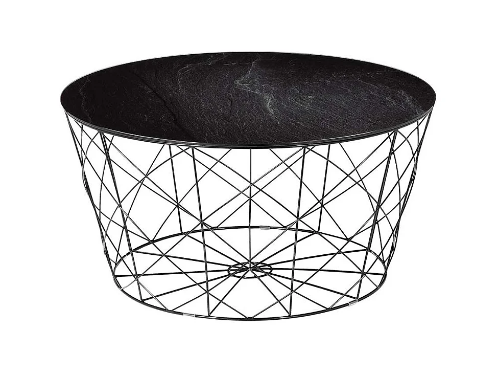 Couchtisch mit Drahtgestell Schwarz