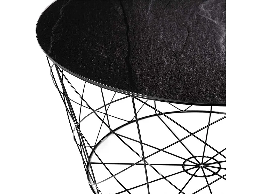 Couchtisch mit Drahtgestell Schwarz