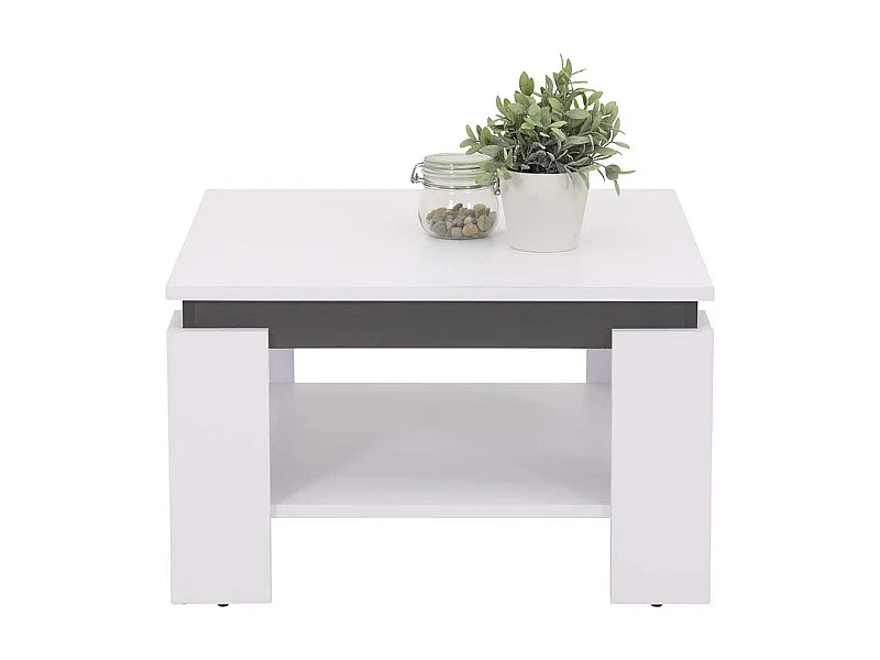 Wohnzimmer Tisch in Weiß und Anthrazit quadratischer Tischplatte