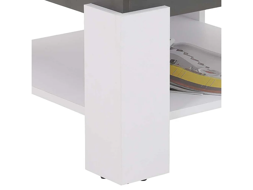 Wohnzimmer Tisch in Weiß und Anthrazit quadratischer Tischplatte