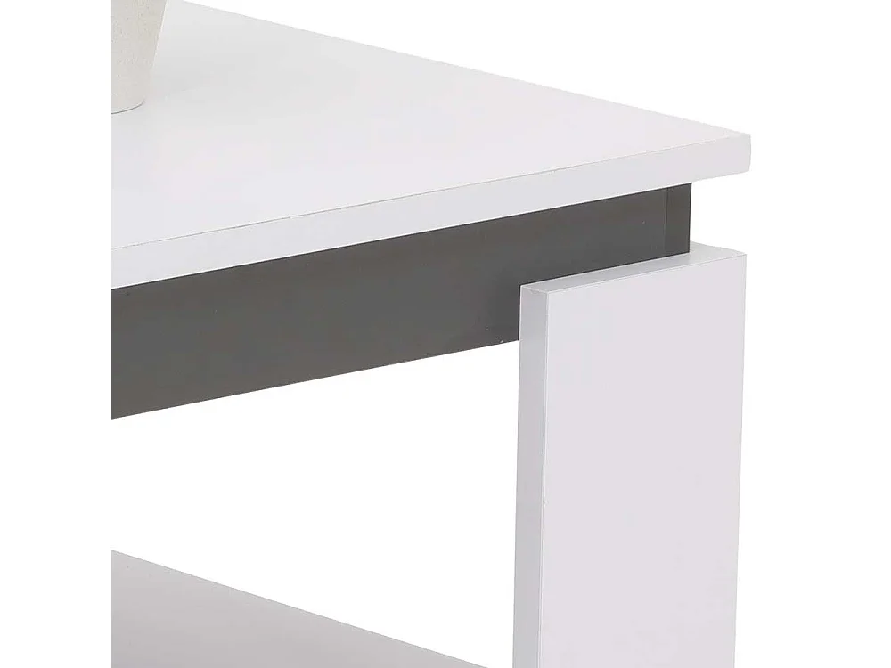 Wohnzimmer Tisch in Weiß und Anthrazit quadratischer Tischplatte