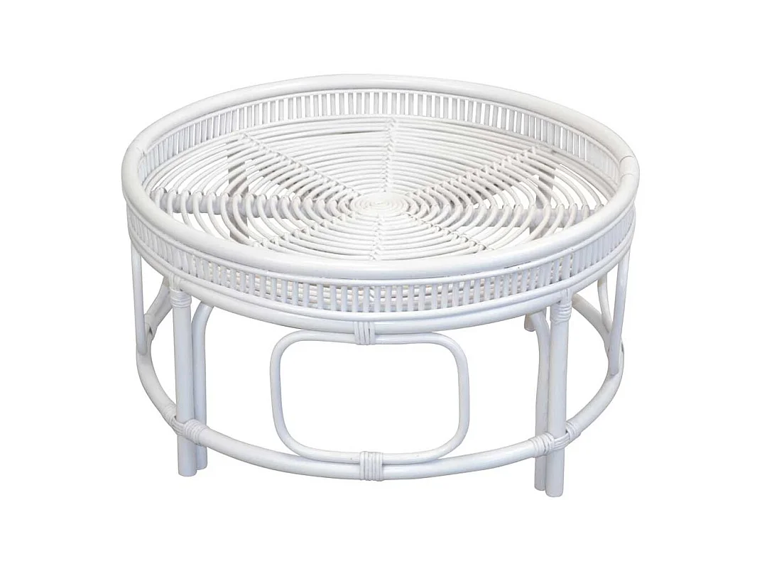 Geflecht Tisch mit Glasplatte im Landhausstil Rattan