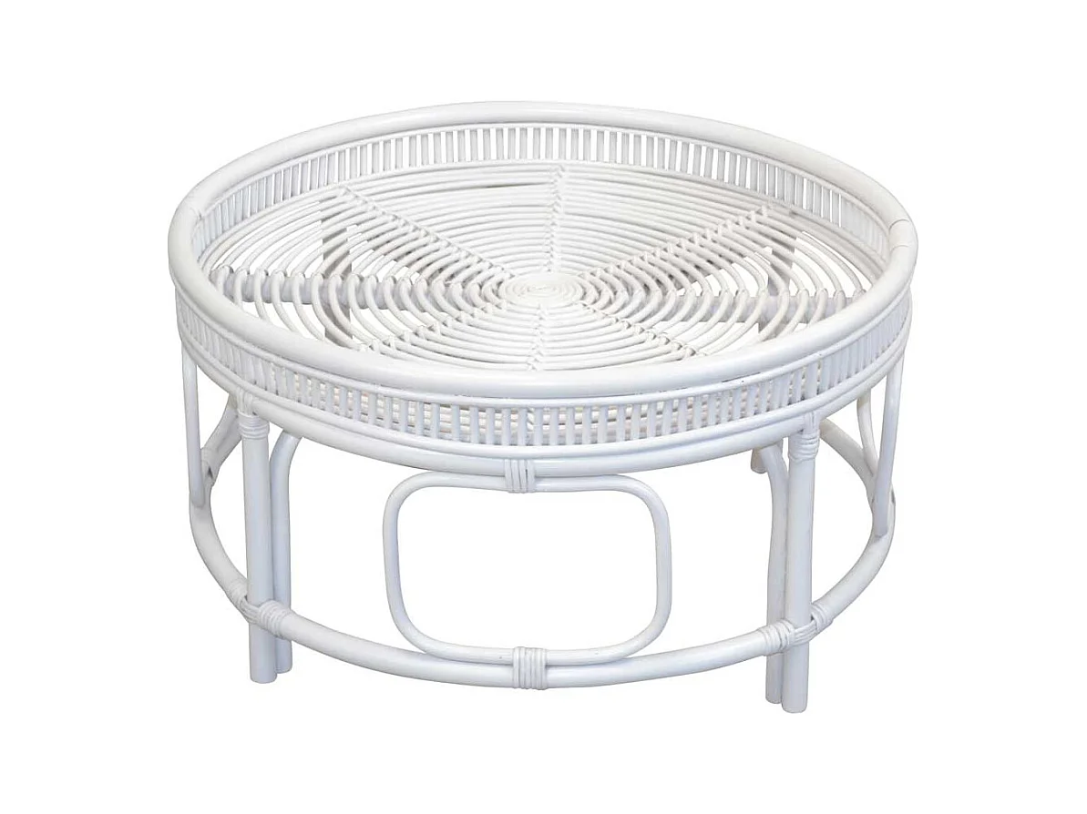 Geflecht Tisch mit Glasplatte im Landhausstil Rattan