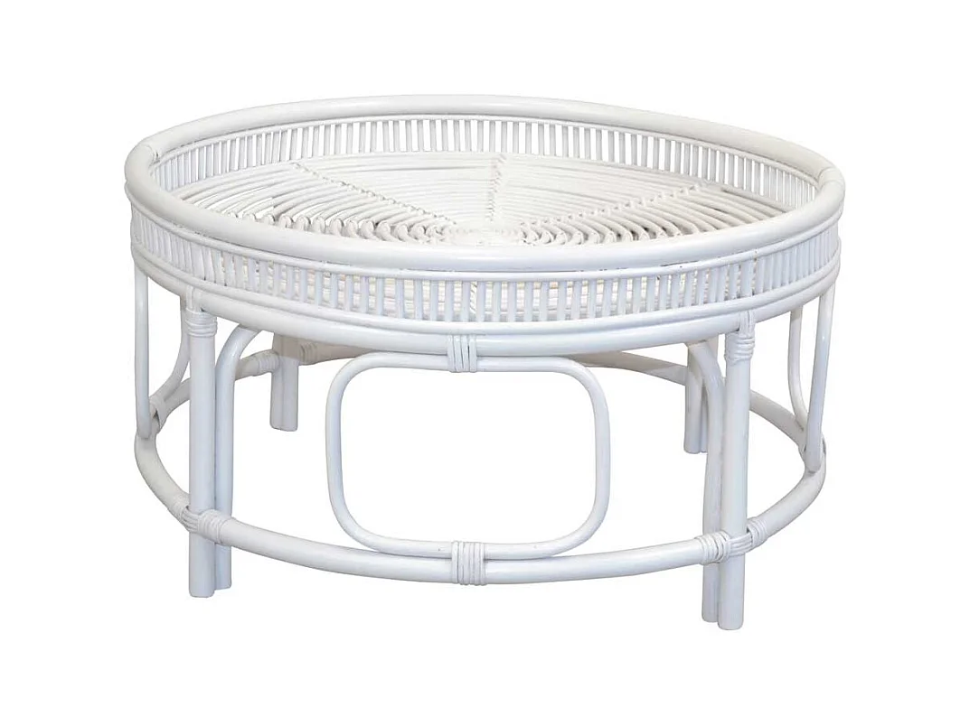 Geflecht Tisch mit Glasplatte im Landhausstil Rattan