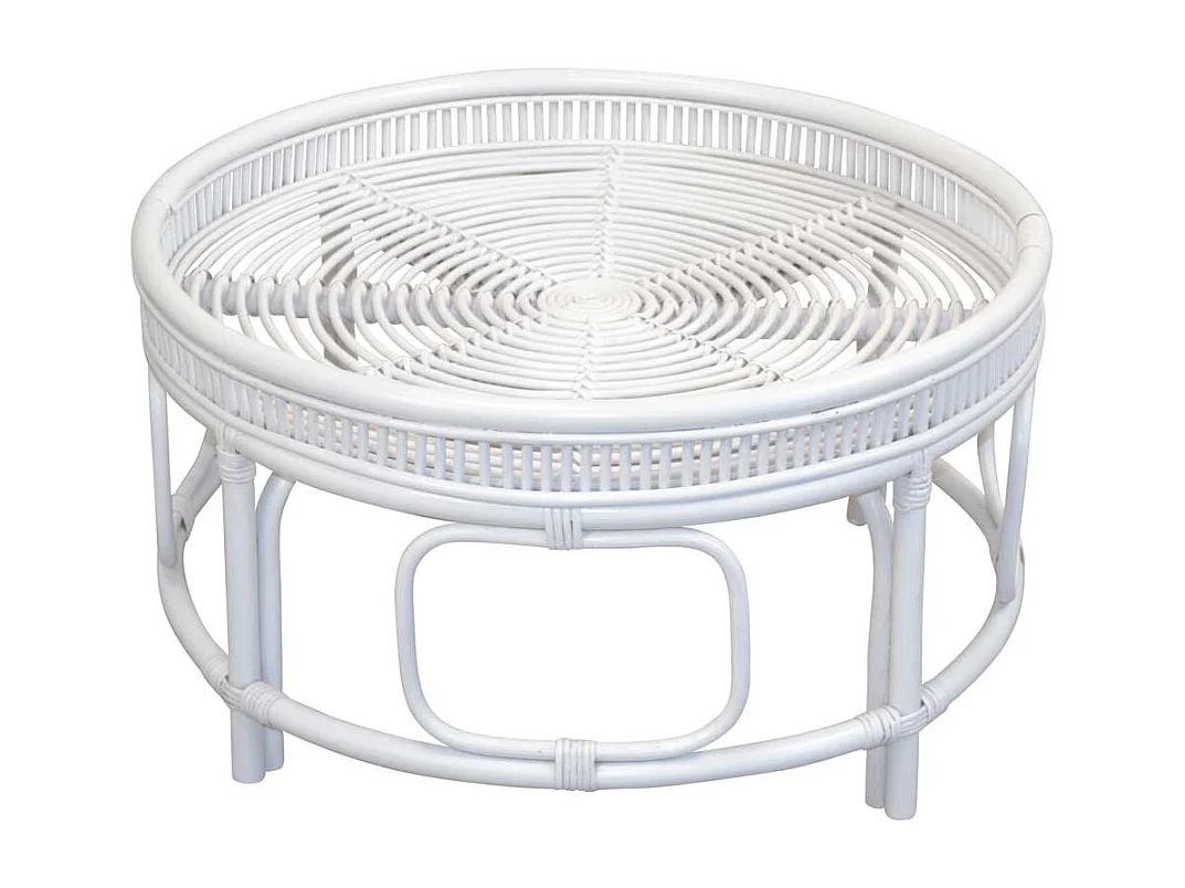 Geflecht Tisch mit Glasplatte im Landhausstil Rattan