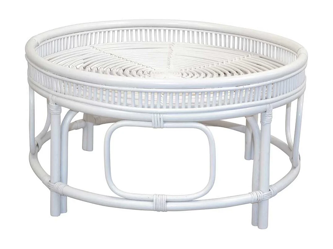 Geflecht Tisch mit Glasplatte im Landhausstil Rattan