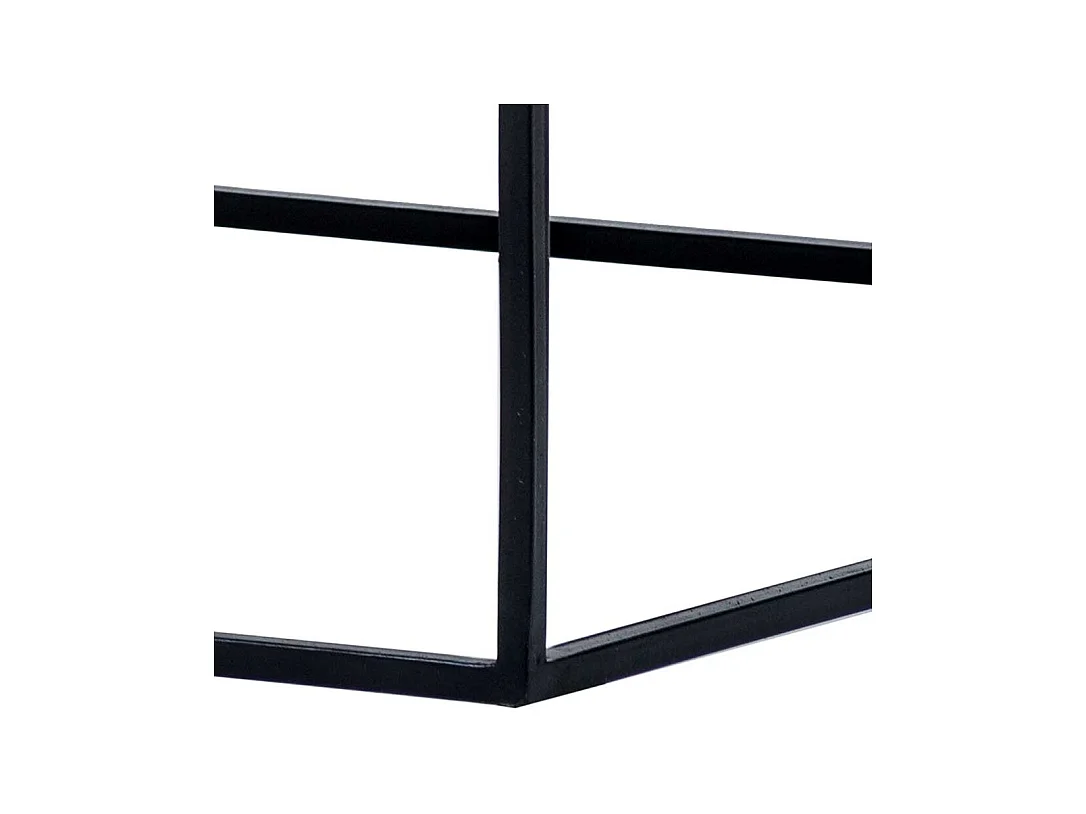 Industrie Couchtisch aus Massivholz und Metall Teakfarben und Schwarz