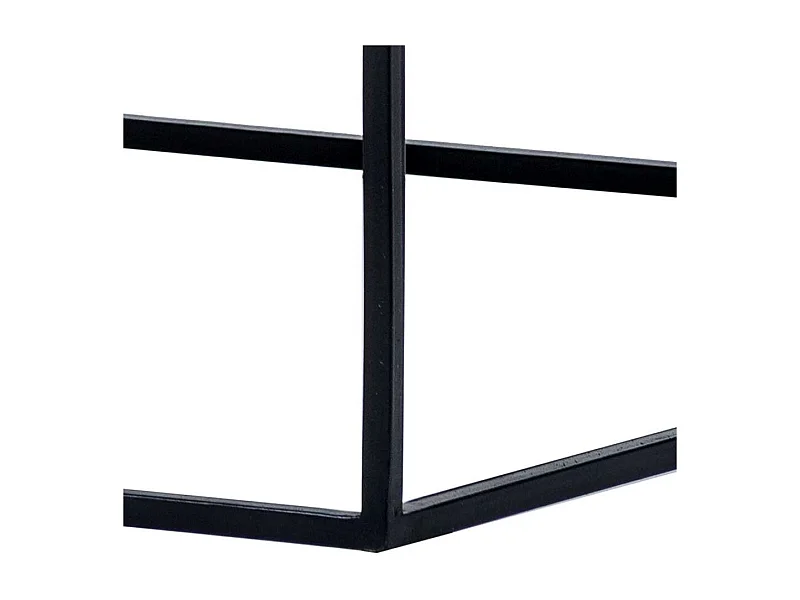 Industrie Couchtisch aus Massivholz und Metall Teakfarben und Schwarz