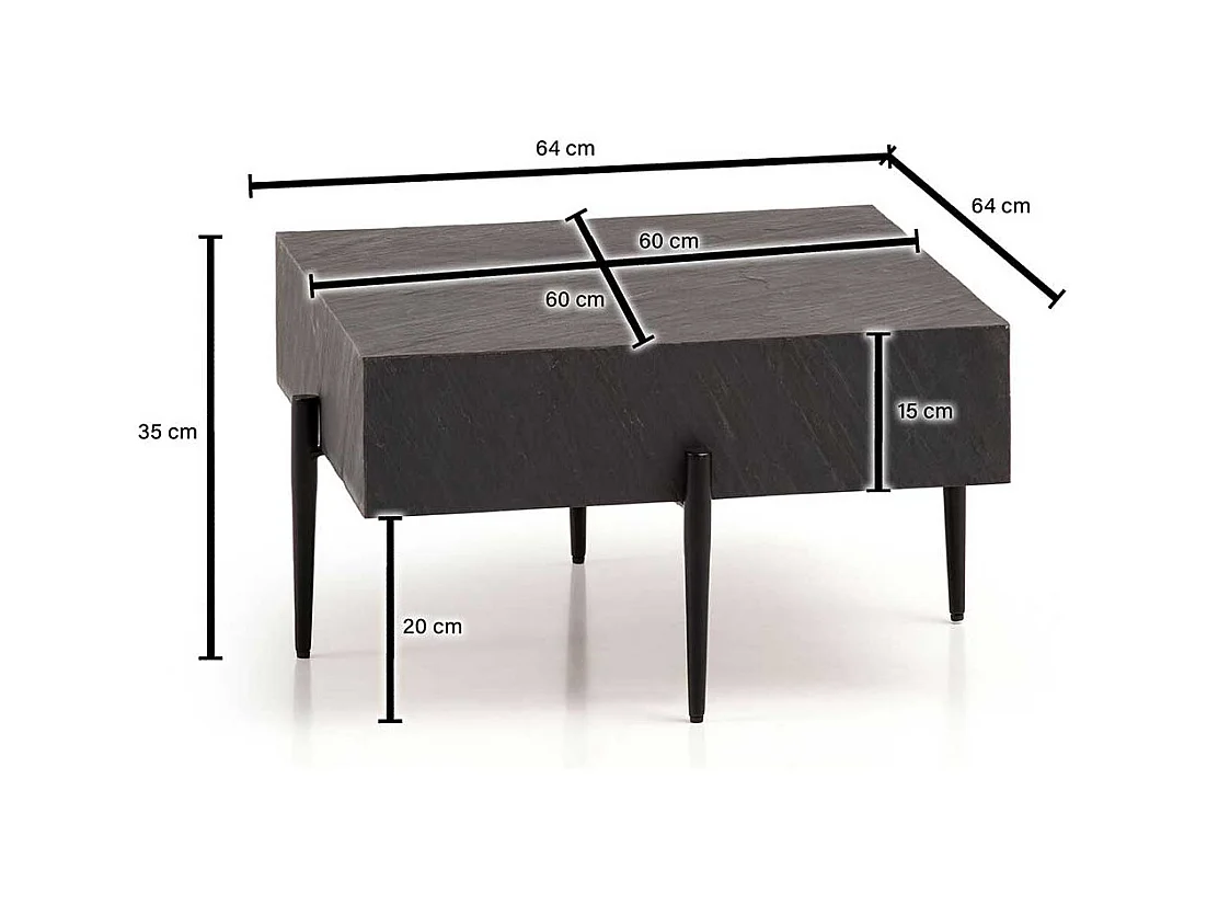 Designercouchtisch Sofatisch in Anthrazit - Steinoptik beschichtet