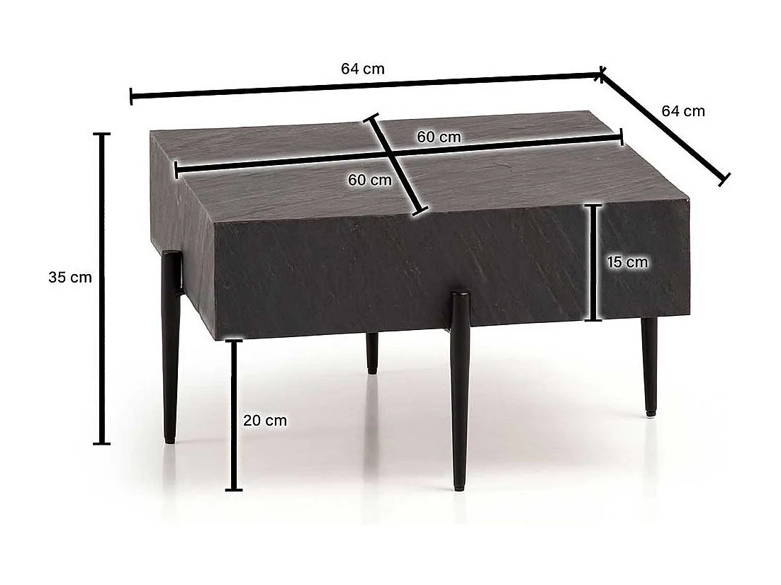 Designercouchtisch Sofatisch in Anthrazit - Steinoptik beschichtet