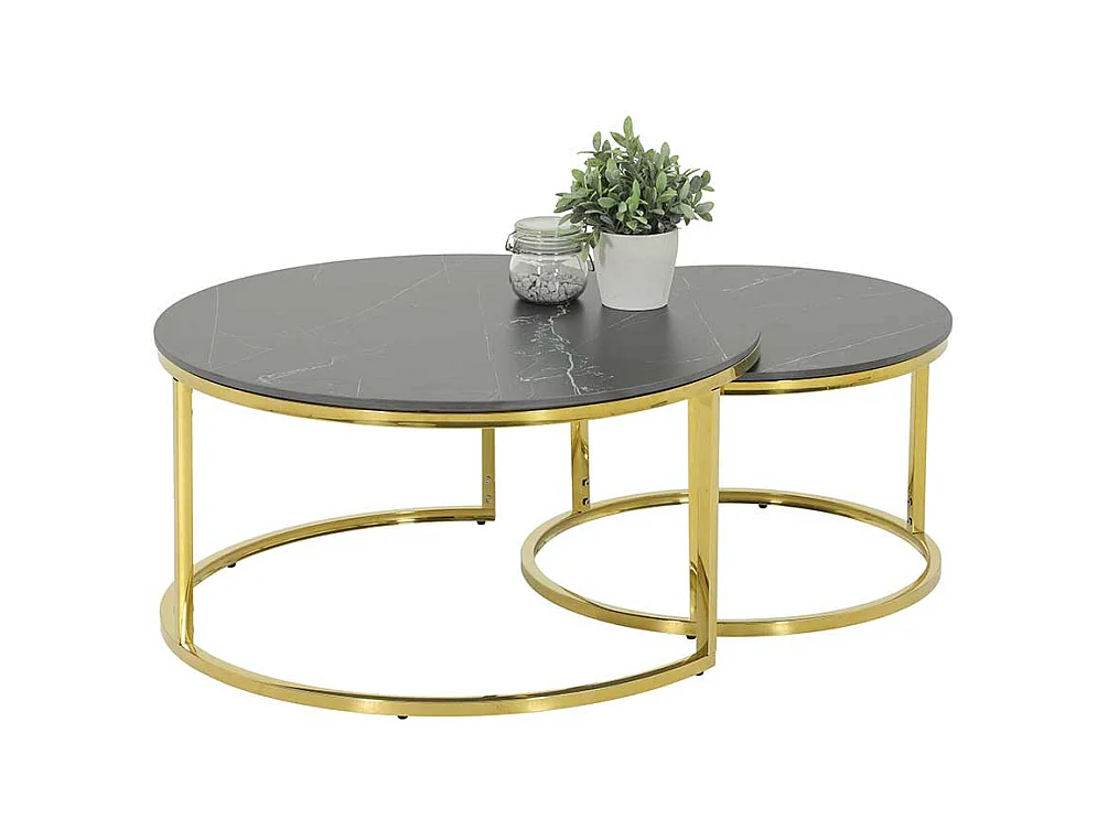 Designercouchtisch aus Sinterstein Ringgestell (zweiteilig)