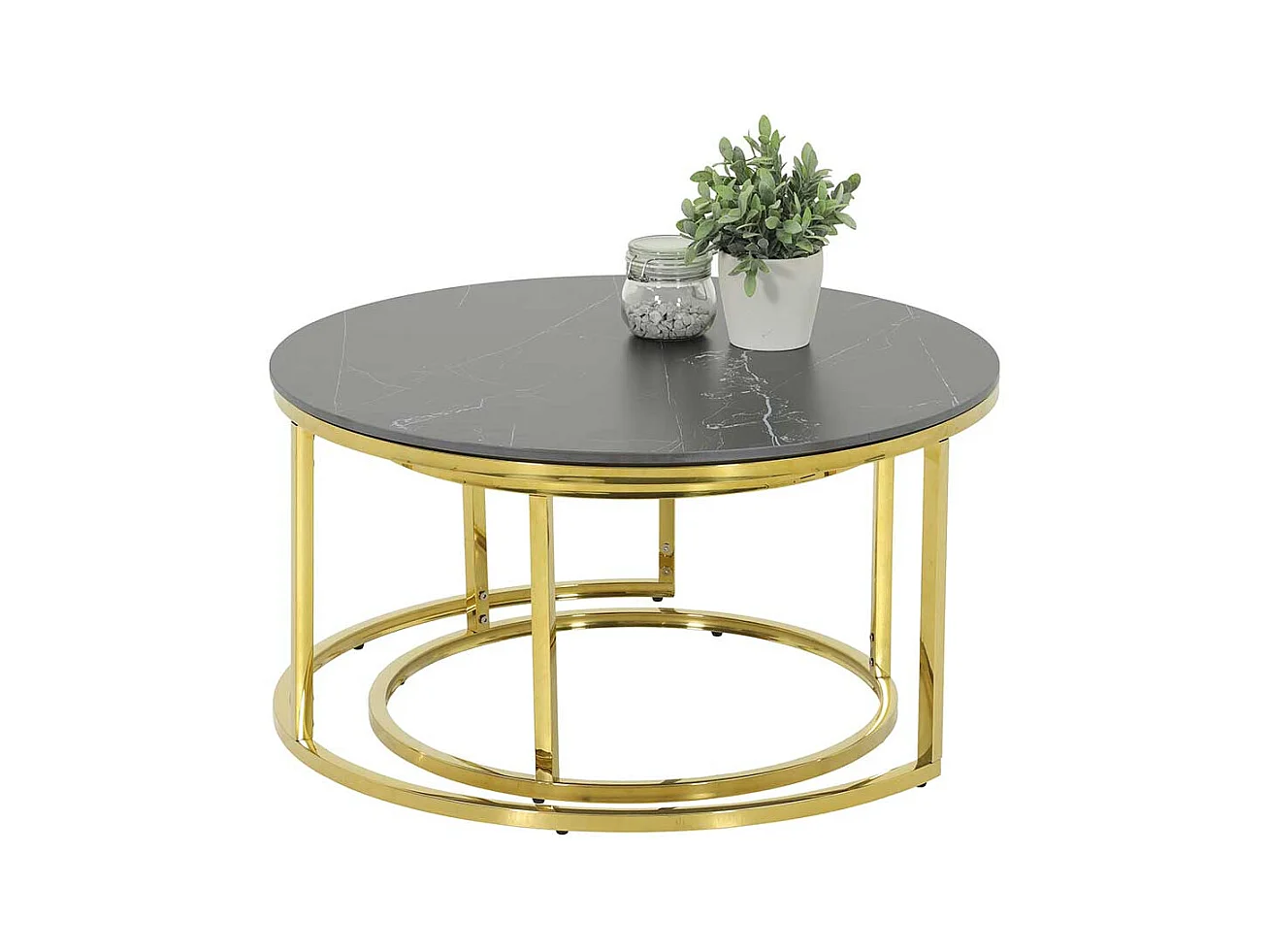 Designercouchtisch aus Sinterstein Ringgestell (zweiteilig)