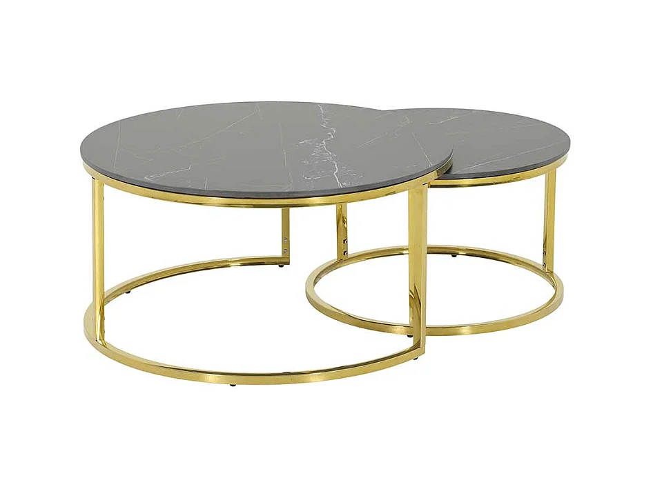 Designercouchtisch aus Sinterstein Ringgestell (zweiteilig)