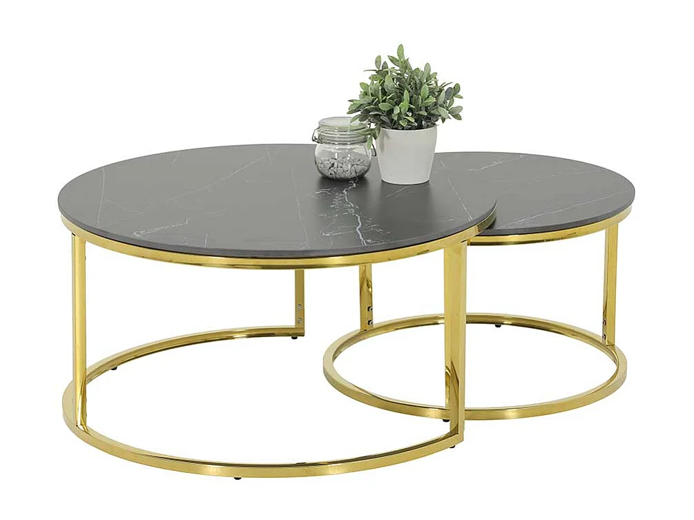 Designercouchtisch aus Sinterstein Ringgestell (zweiteilig)