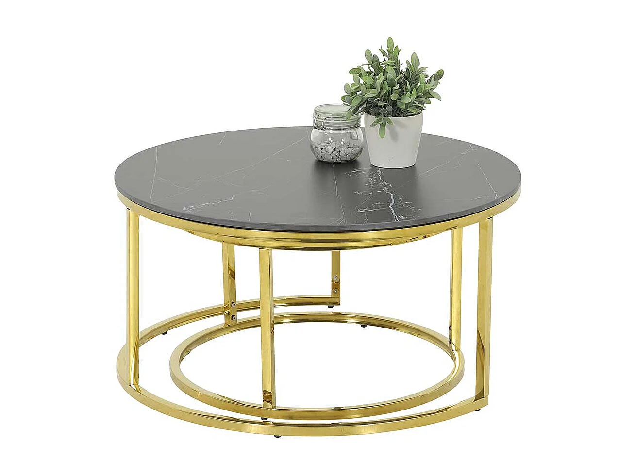 Designercouchtisch aus Sinterstein Ringgestell (zweiteilig)