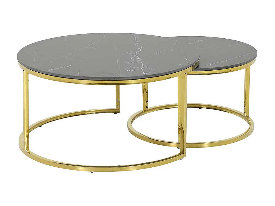 Designercouchtisch aus Sinterstein Ringgestell (zweiteilig)