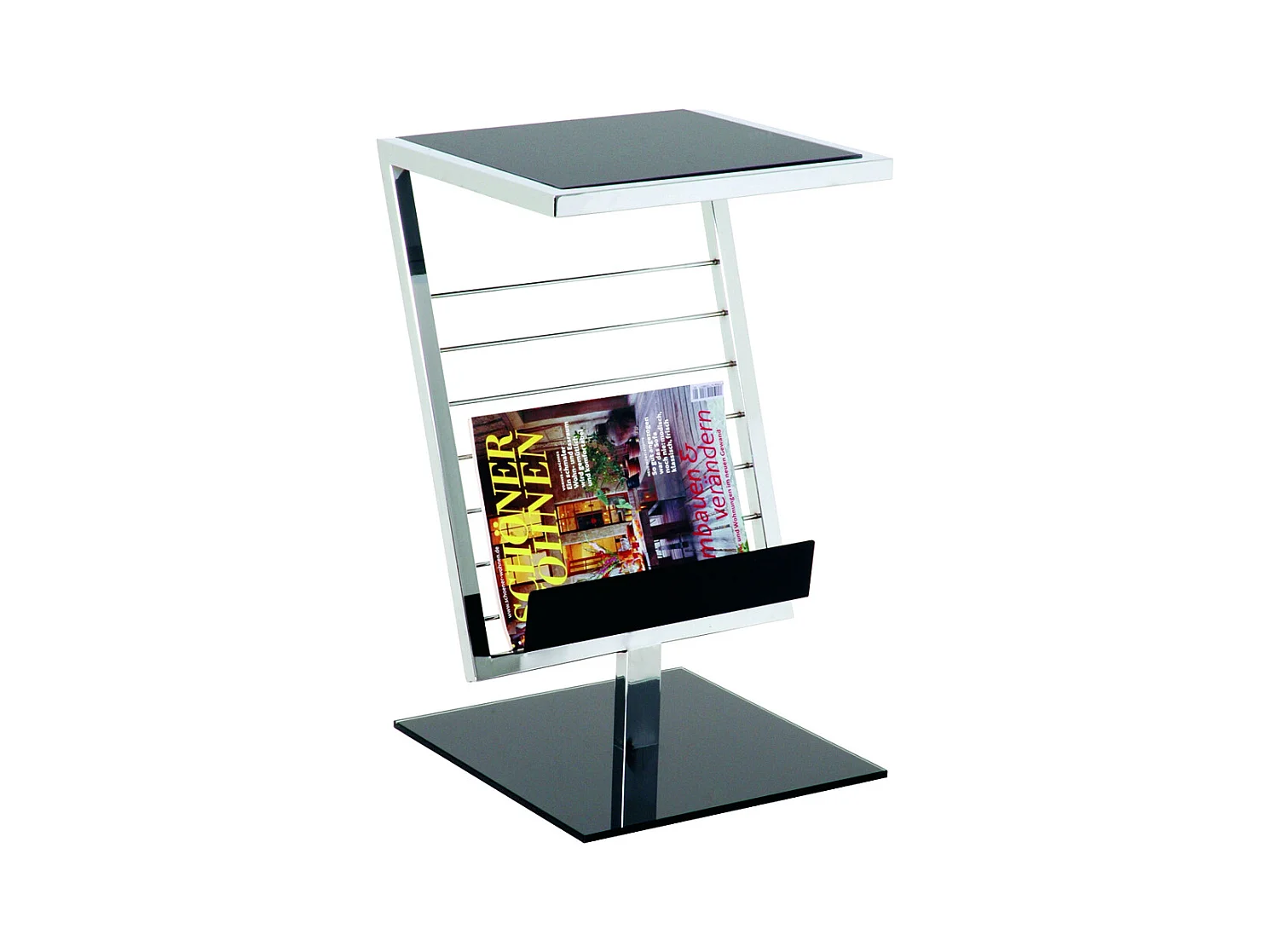 Zeitungsständer in Schwarz Schwarzglas