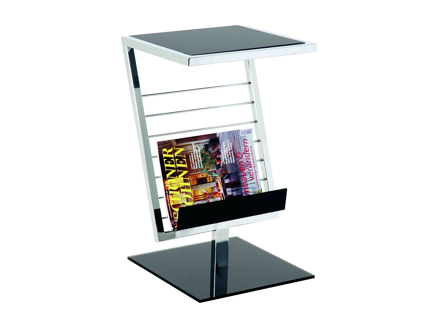 Zeitungsständer in Schwarz Schwarzglas