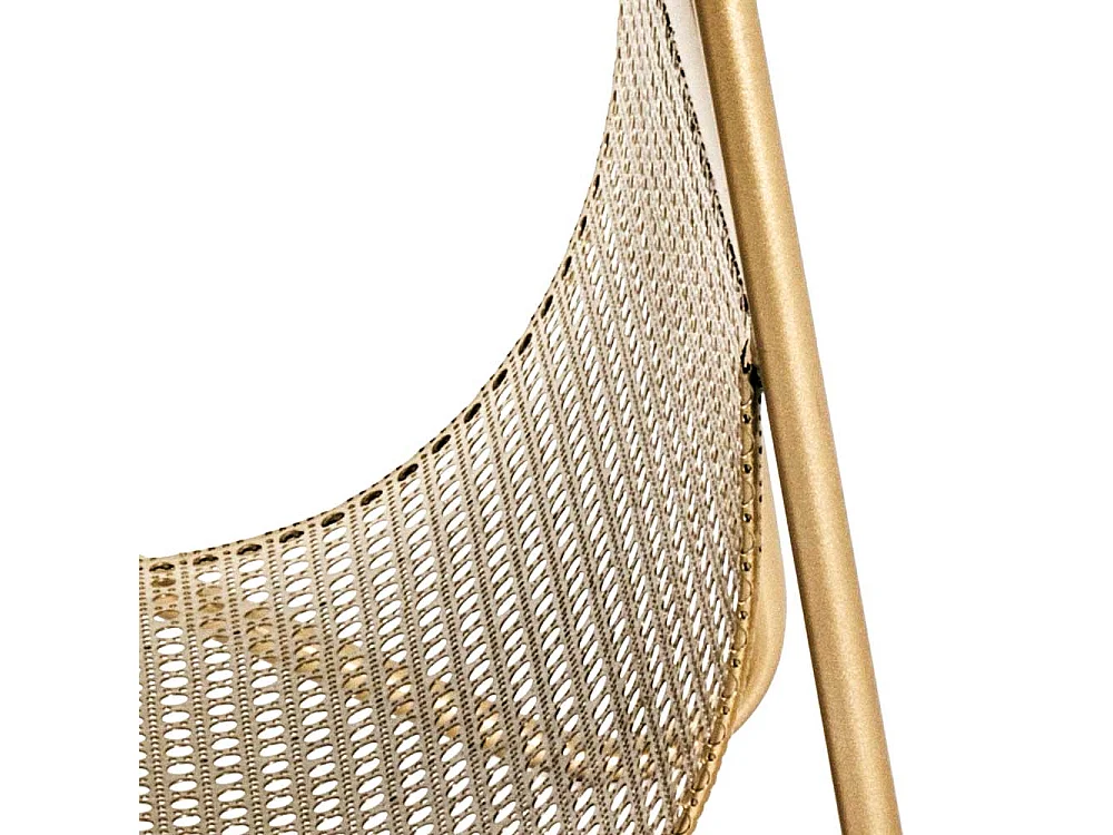 Zeitungstisch in Goldfarben und Holz furniert Bügelgestell