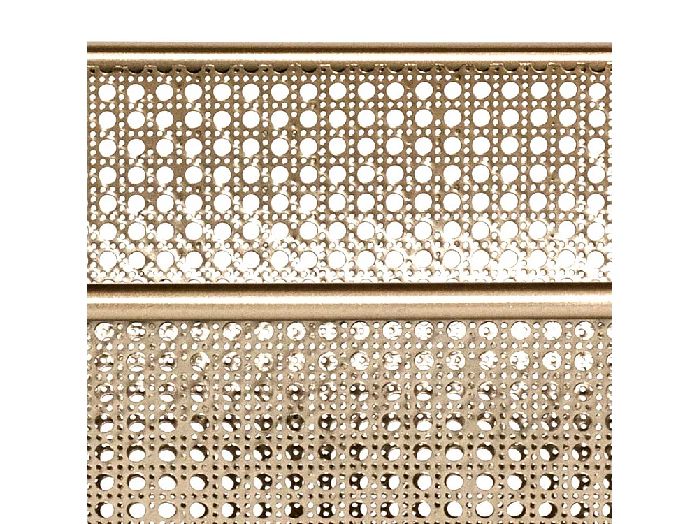 Zeitungstisch in Goldfarben und Holz furniert Bügelgestell