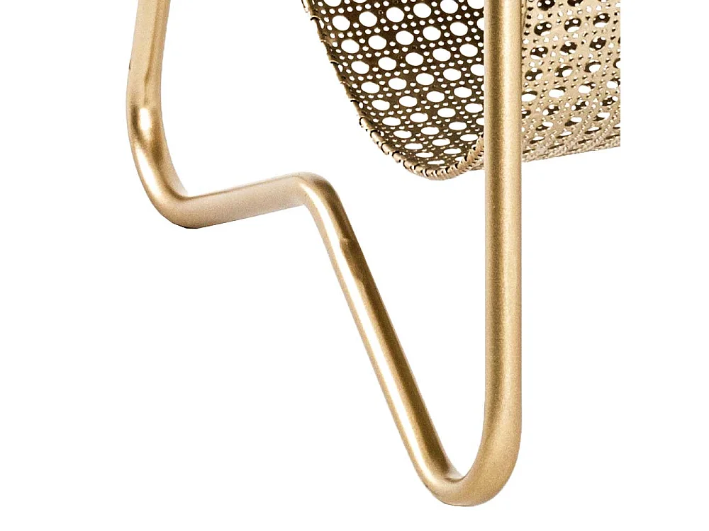 Zeitungstisch in Goldfarben und Holz furniert Bügelgestell