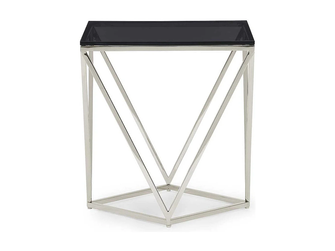 Glastisch aus Rauchglas und Edelstahl 56 cm hoch