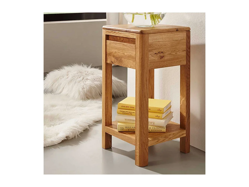 Telefontisch aus Wildeiche Massivholz Schublade