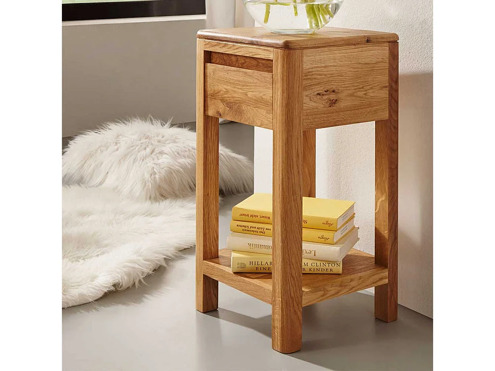 Telefontisch aus Wildeiche Massivholz Schublade