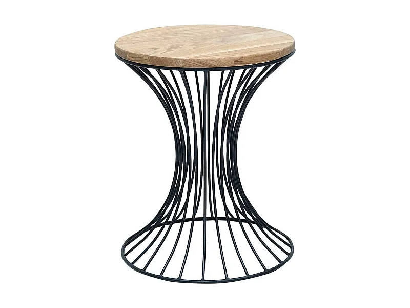 Tisch Massivholz und Metall 50 cm hoch